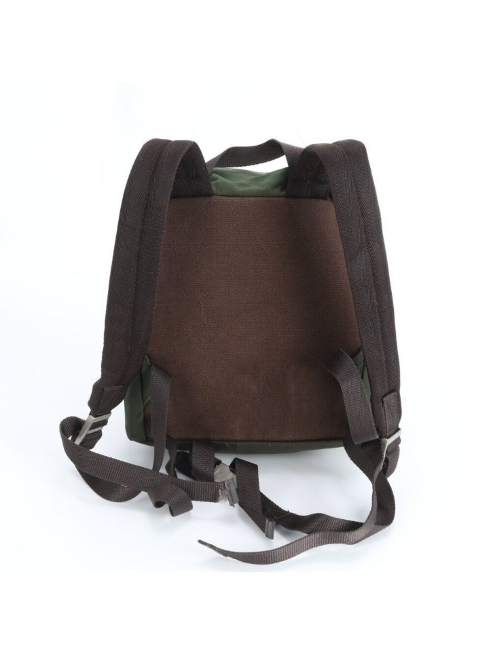 Prada Tessuto Nylon Triangle Logo Khaki Backpack Shoulder Bag - Picture 3 of 10